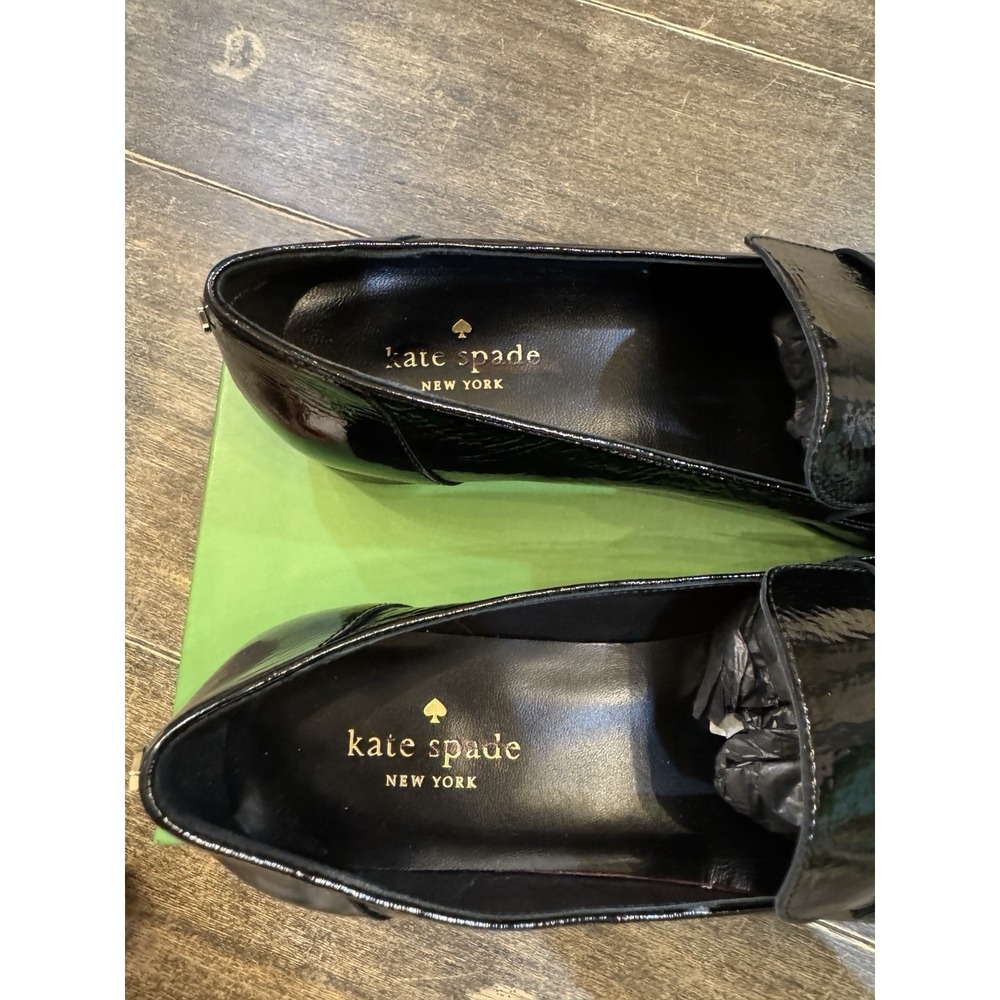 Kate Spade New‎ York BLACK CRINKLE PATENT Women's Genevieve Loafer Size 8 - Picture 6 of 12